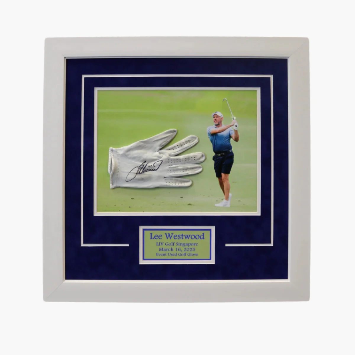 Lee Westwood Team Majesticks Autographed Framed Match Used Titleist Glove