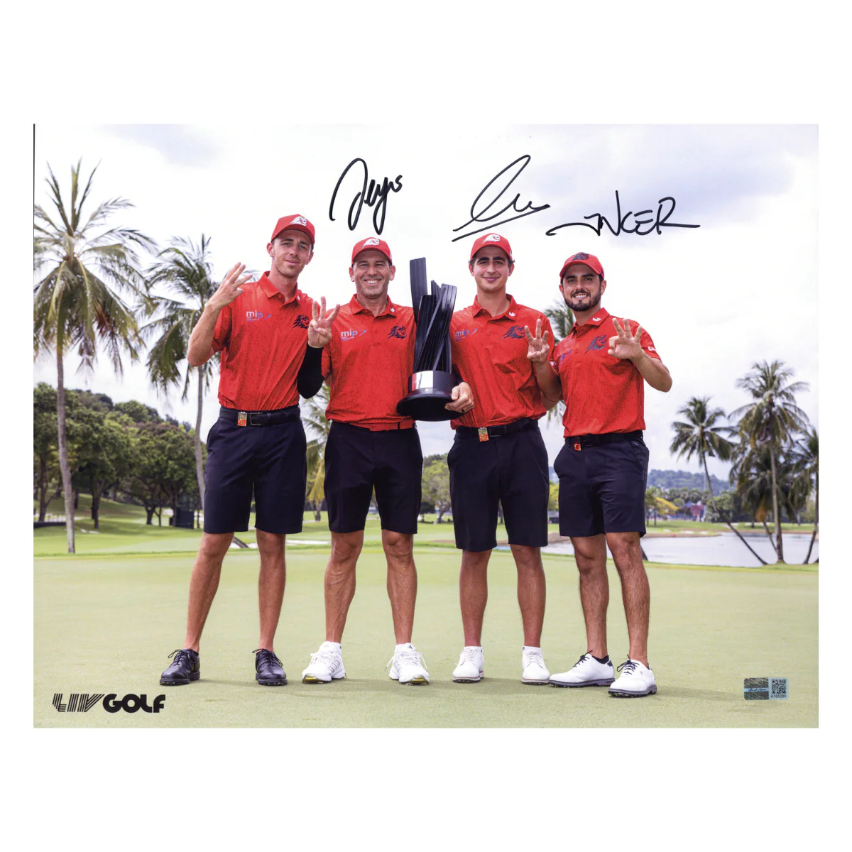 LIV Golf Fireballs Team Signed Garcia/Ancer/Masaveu Autographed 11x14 Photograph (CX Auth/LIV Golf LOA)